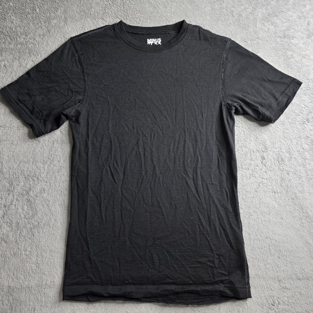 Minus33 Shirt Mens XS Black Solid Merino Wool Style 703 S/S Hiking Outdoors